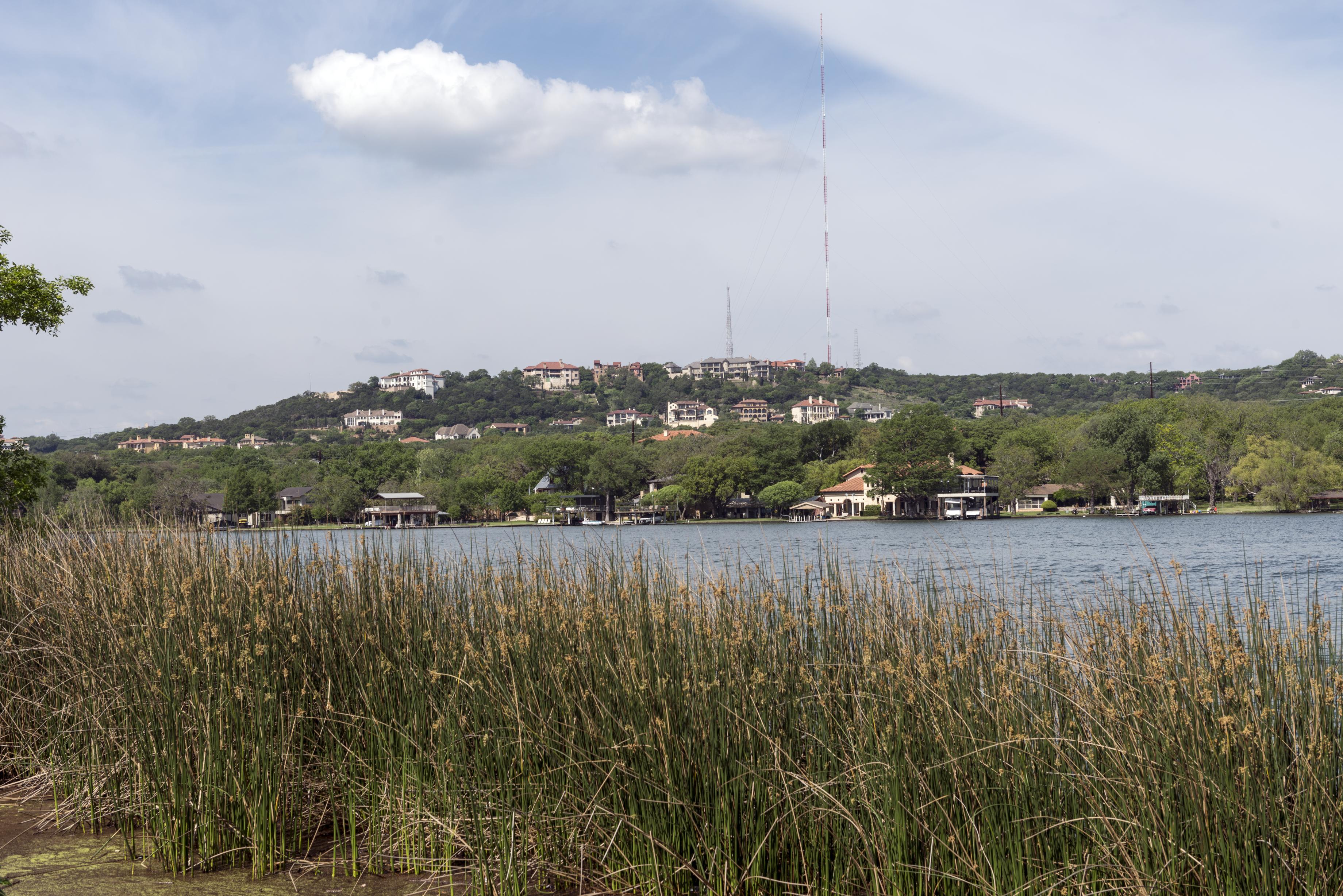 The shores of Lake Austin seen from Laguna Gloria, home to The Contemporary Austin's fourteen-acre sculpture park