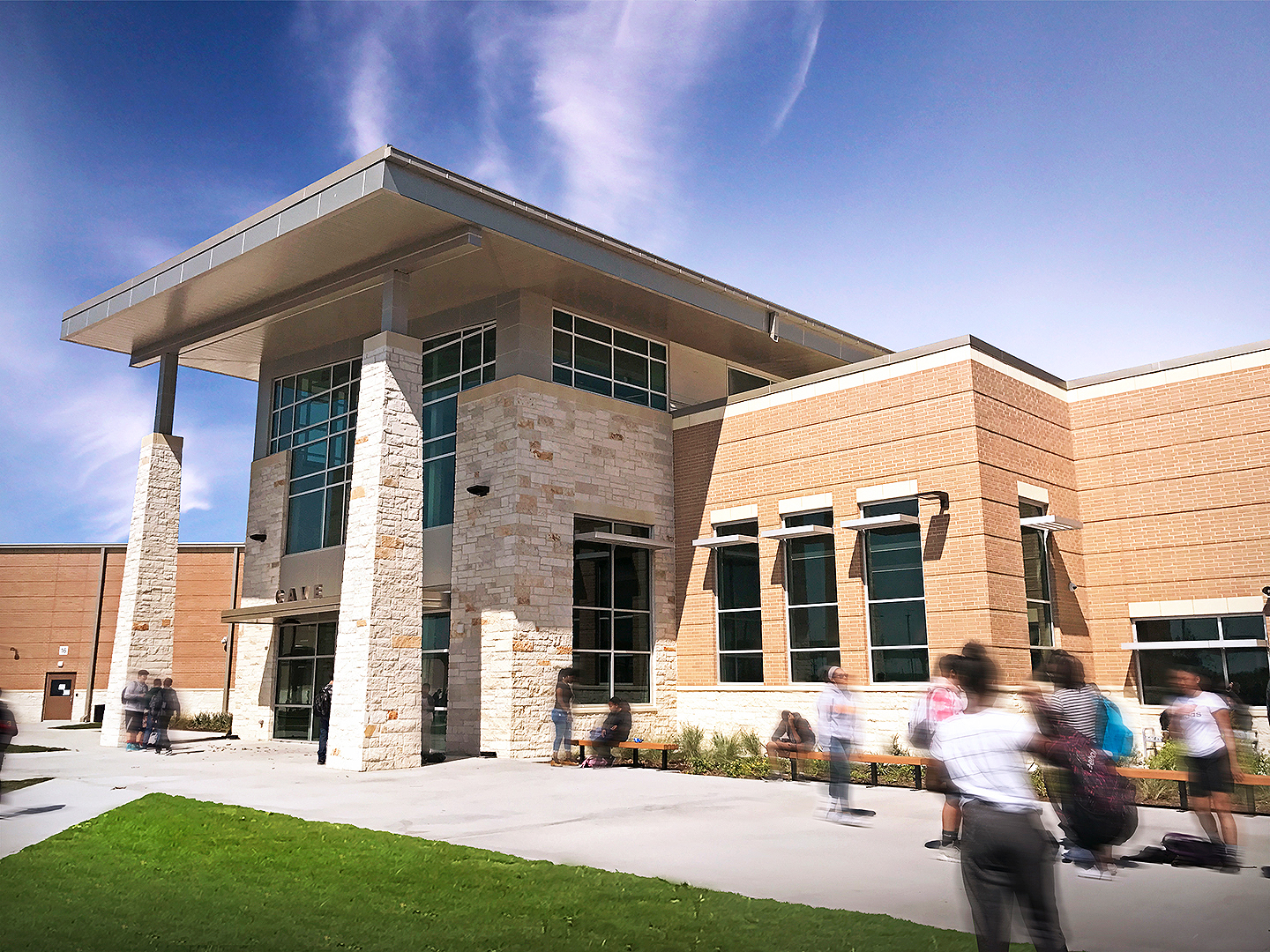 Pflugerville High School in Pflugerville, Texas, whose stadium was used as a primary filming location for the Friday Night Lights TV series