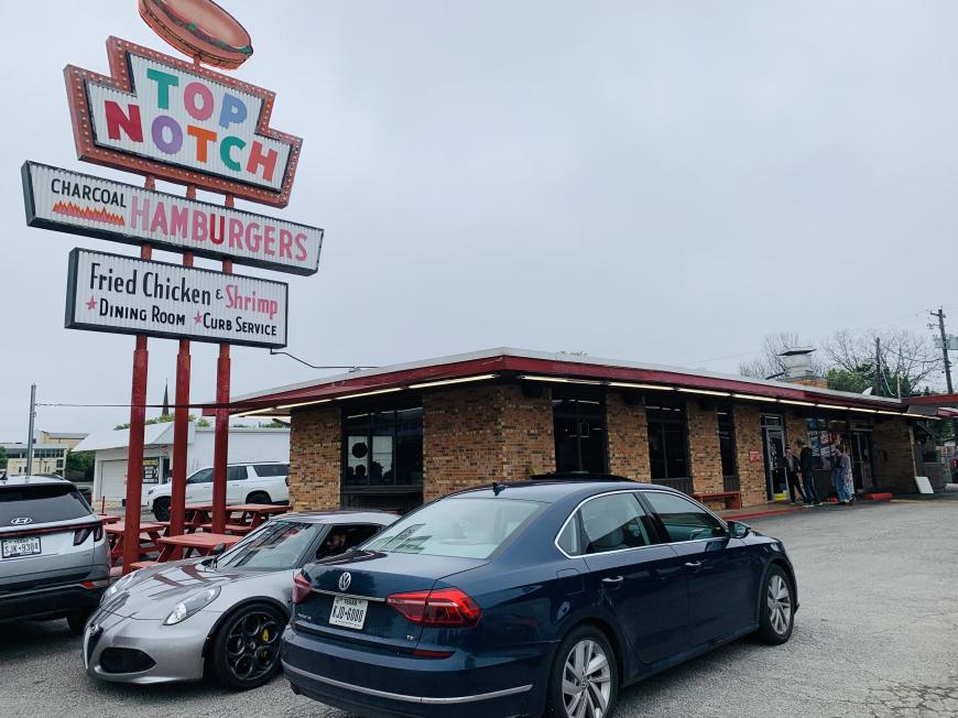 Top Notch Hamburgers on Burnet Road in Austin Texas, the iconic Dazed and Confused filming location where Matthew McConaughey ad-libbed alright alright alright