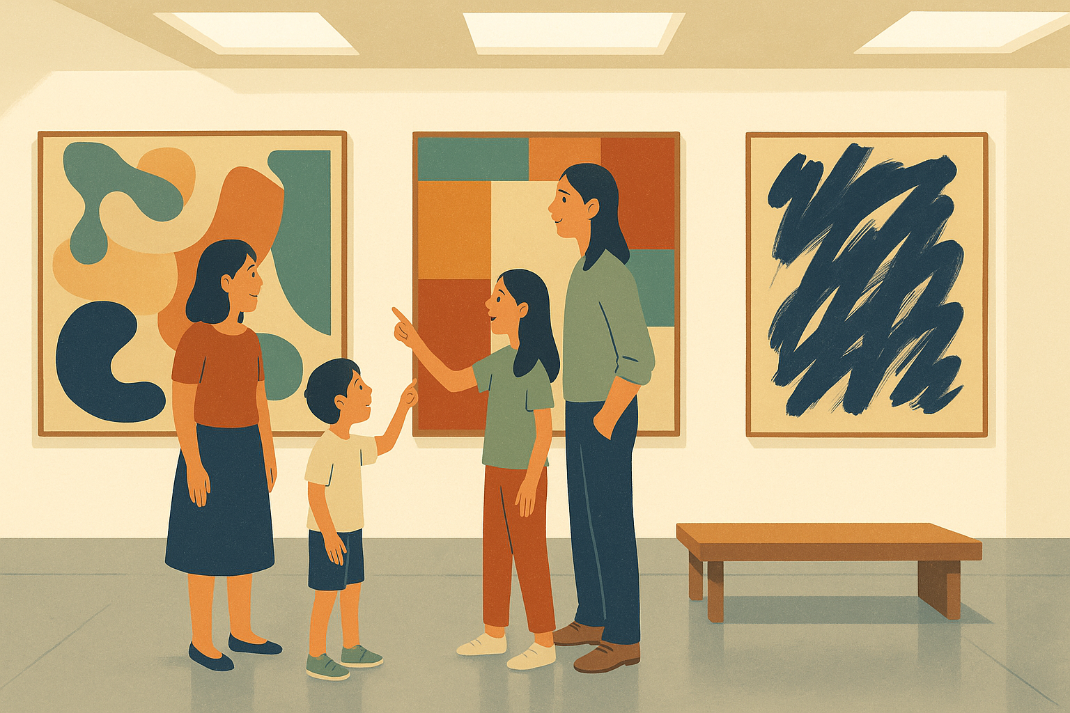 People viewing paintings in a museum gallery — Austin's cultural institutions offer dedicated homeschool programming throughout the year
