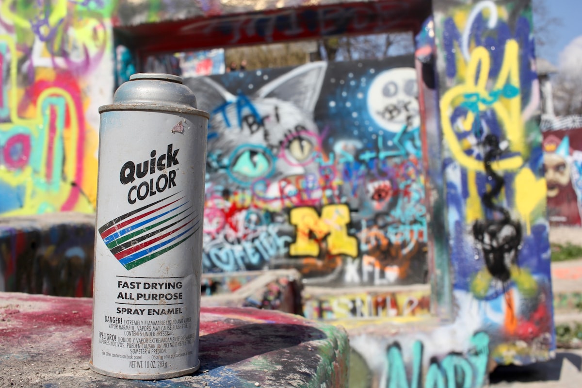 Spray paint and graffiti art at HOPE Outdoor Gallery, one of Austin's most significant community art projects