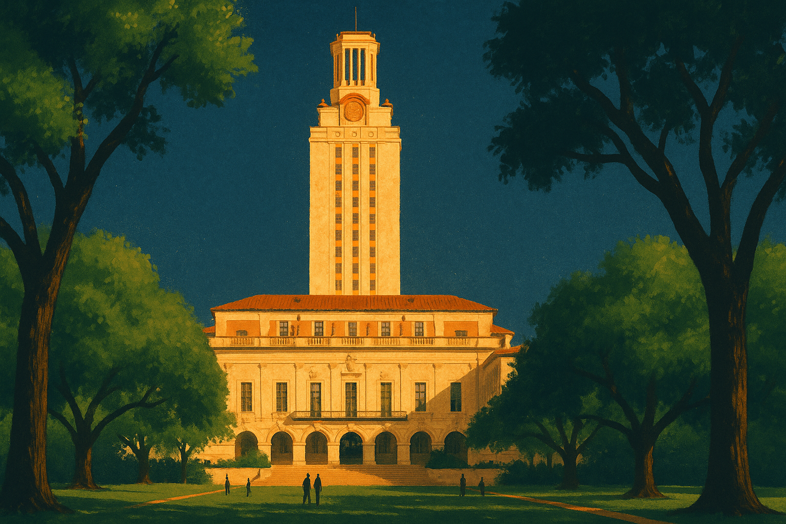 The UT Austin Tower — symbol of the talent pipeline that attracted Oracle, Dell, Tesla, and hundreds of tech companies to Central Texas
