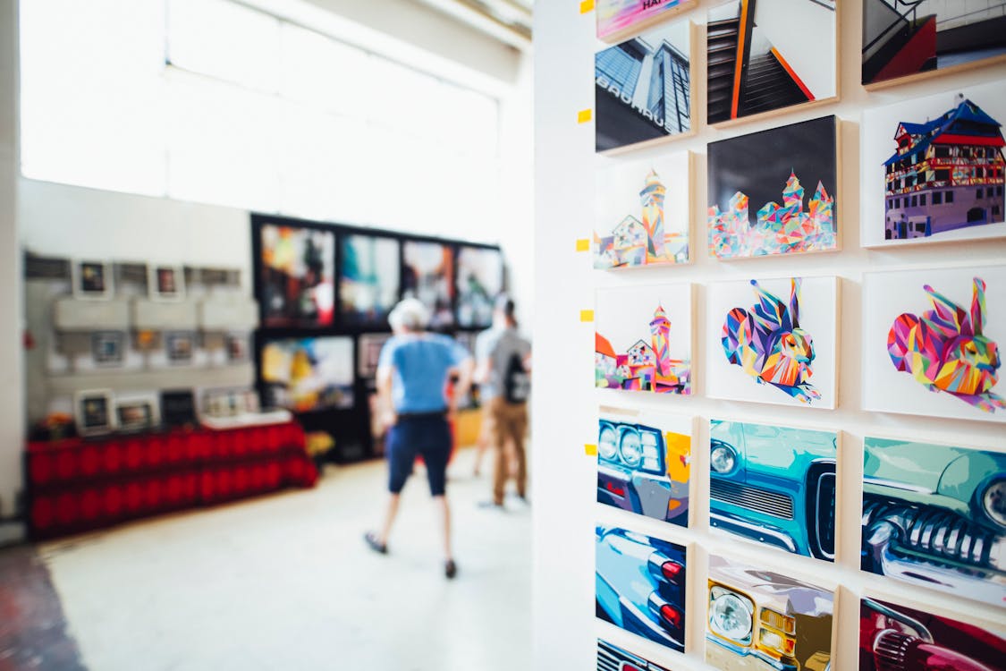 A thoughtfully curated gallery wall in a modern living space