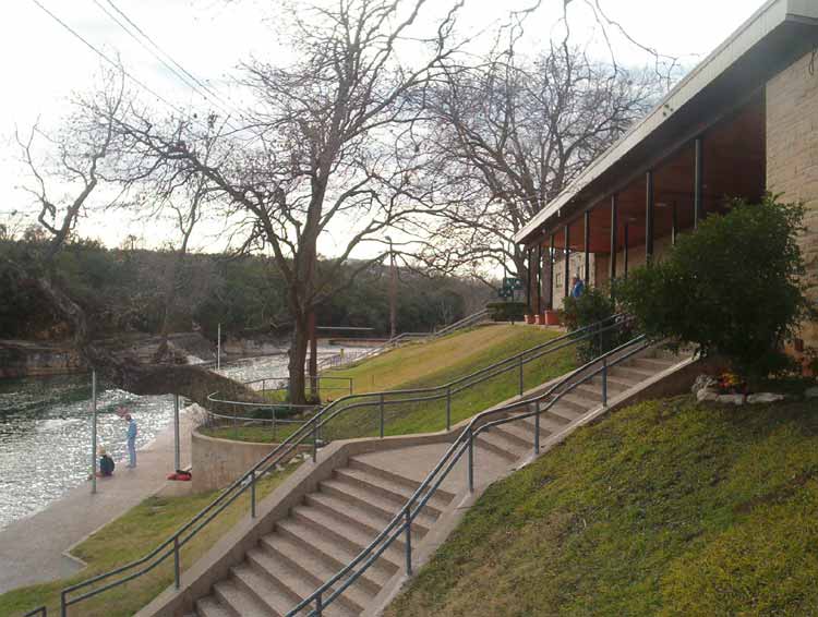 Barton Springs Pool in Austin, Texas — a 200-yard spring-fed swimming pool maintaining 68-70°F year-round
