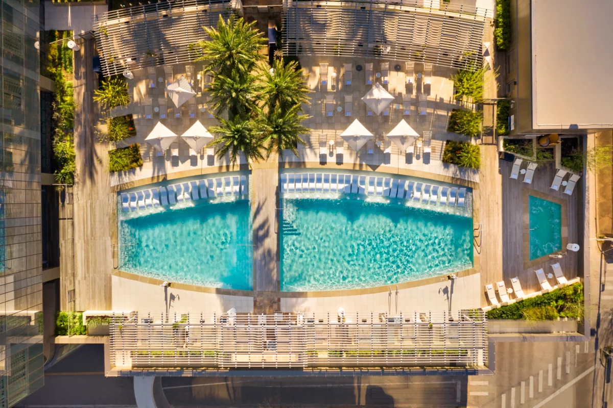 Fairmont Austin hotel rooftop pool and spa overlooking downtown Austin