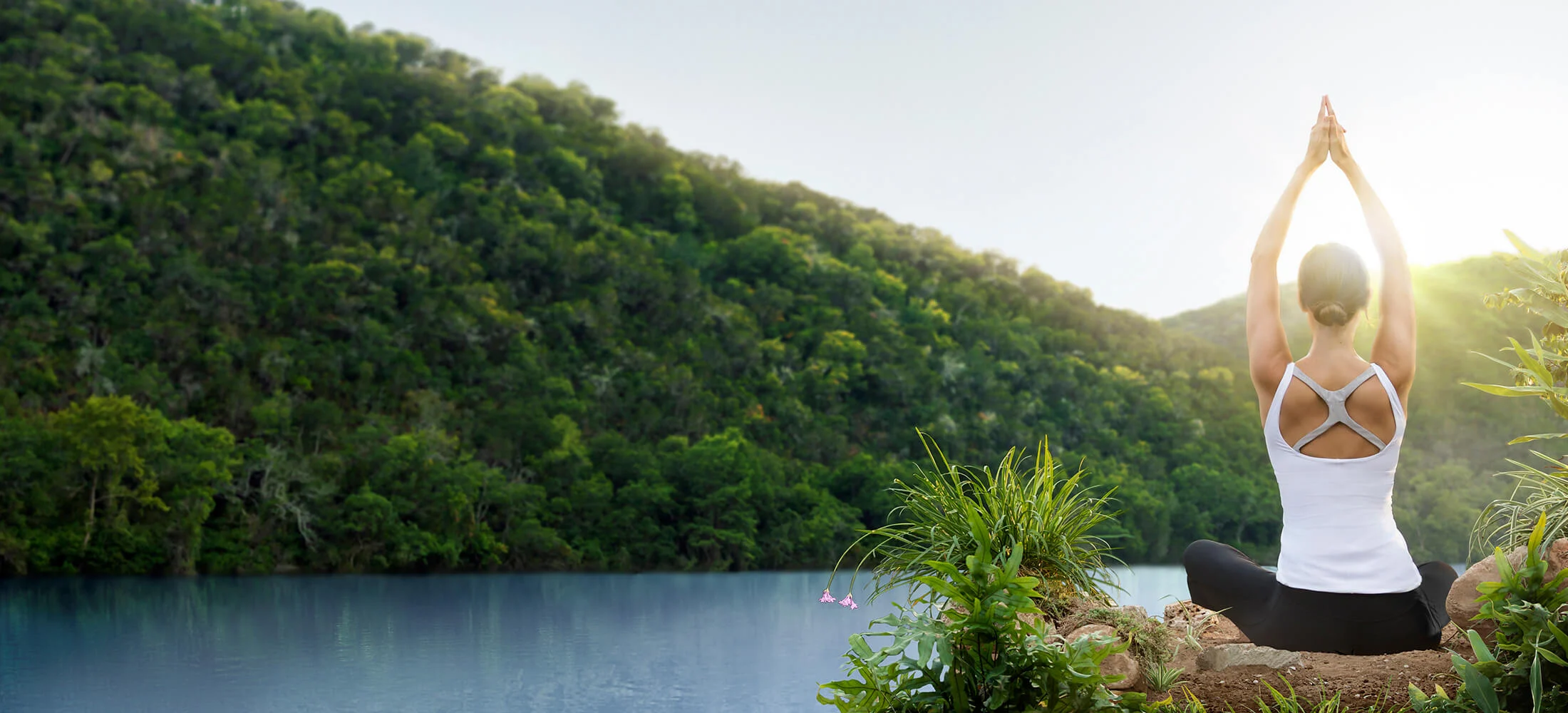 Lake Austin Spa Resort waterfront setting with yoga deck overlooking Lake Austin